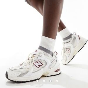New Balance Cream and Burgundy Running Shoes